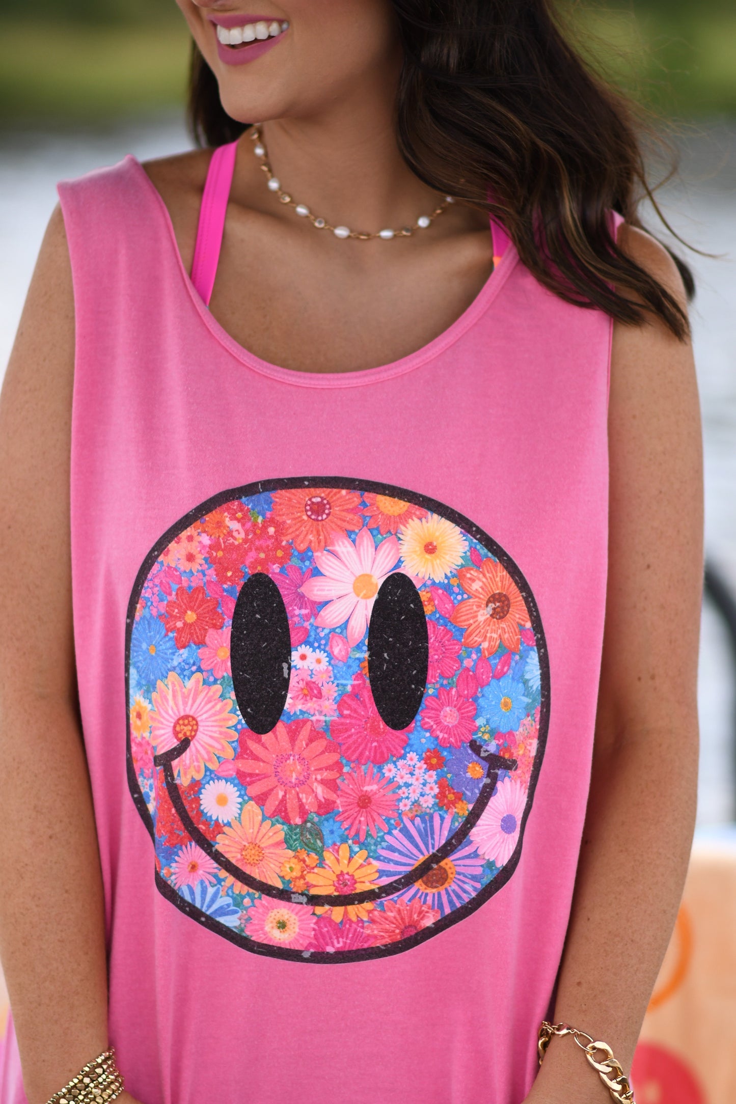 Neon floral smiley