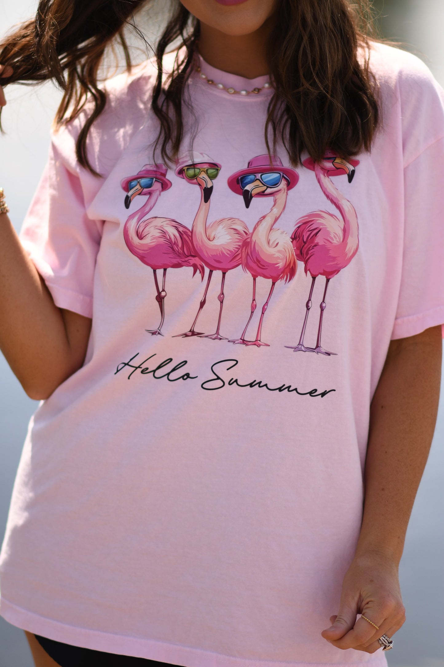 Hello Summer Flamingo Comfort Colors Tee