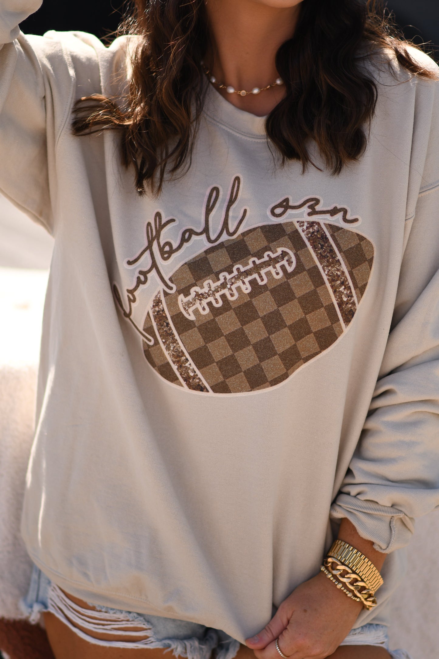 Football Szn Checkered Football Sweatshirt