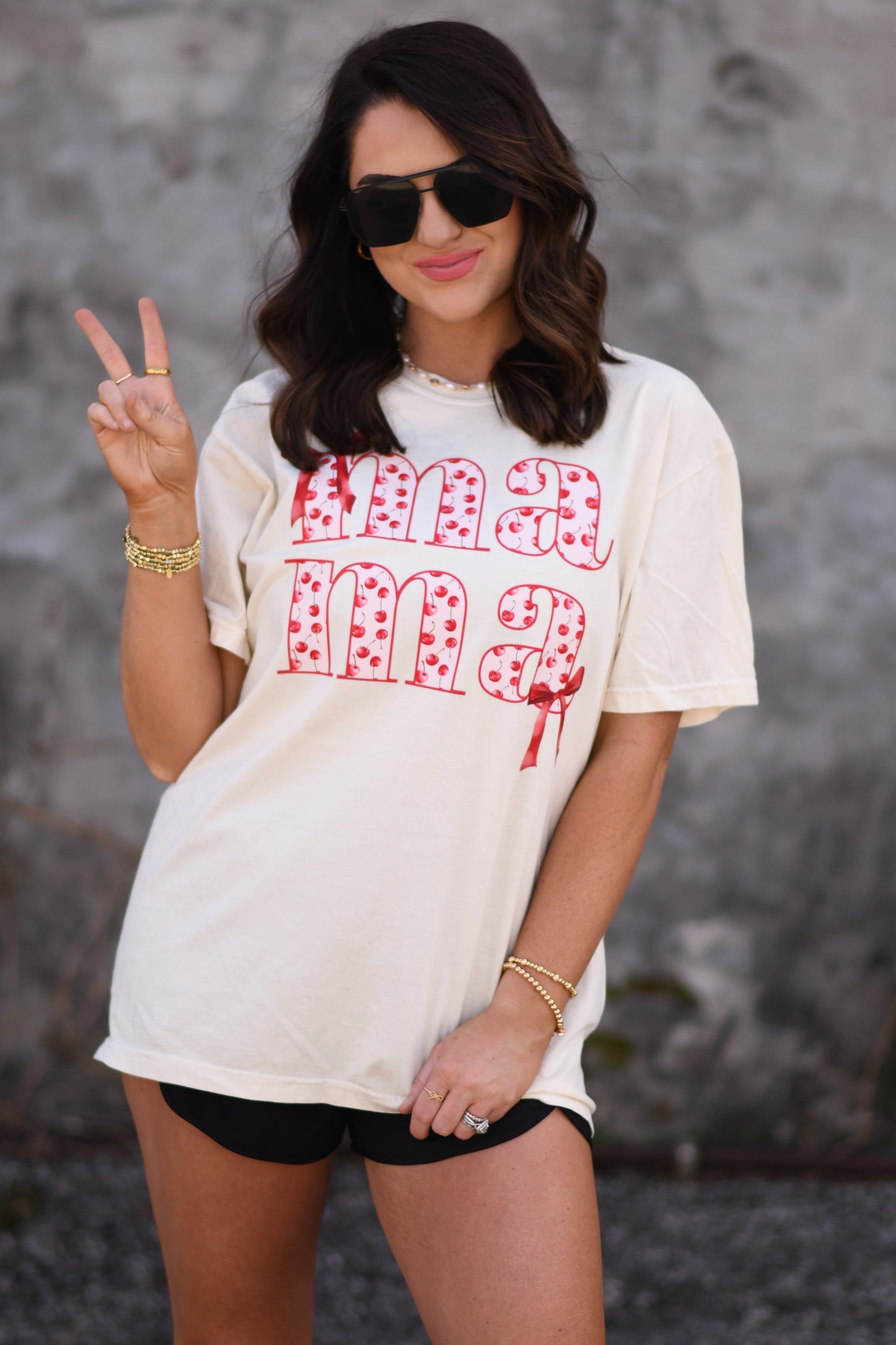 Mama Stacked Cherries Tee