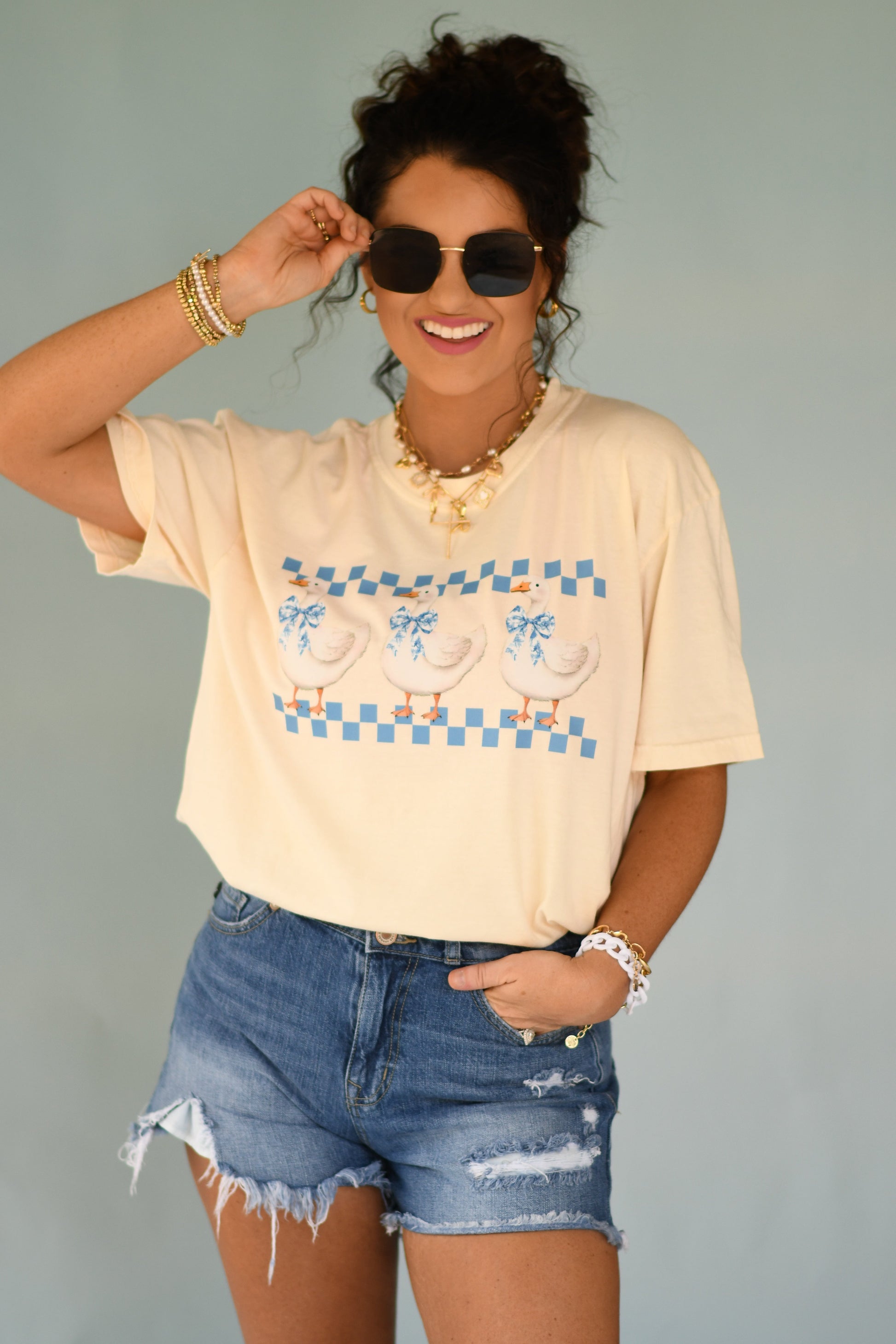 Checkered geese tee