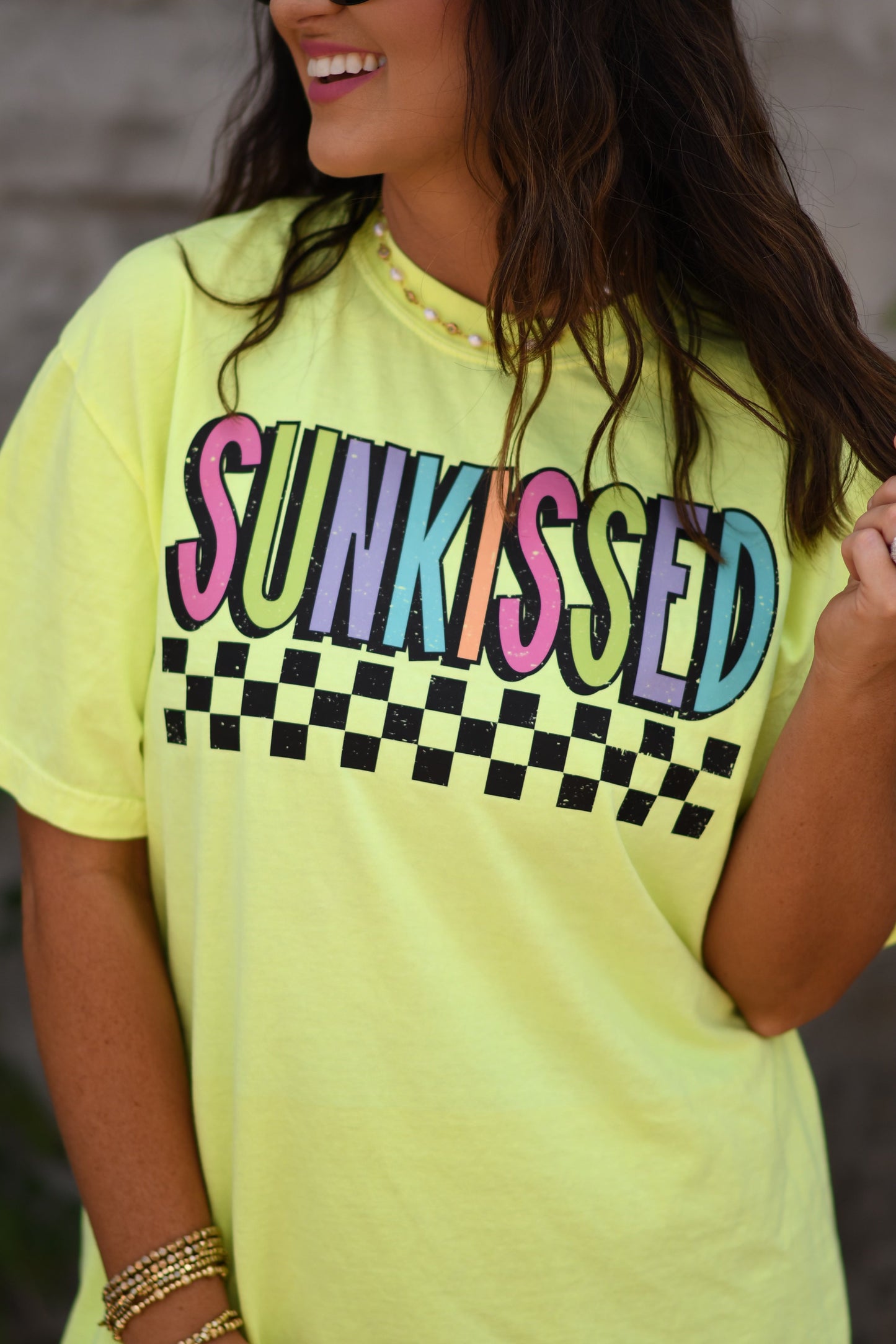 Sunkissed Checkered Comfort Colors Neon Tee