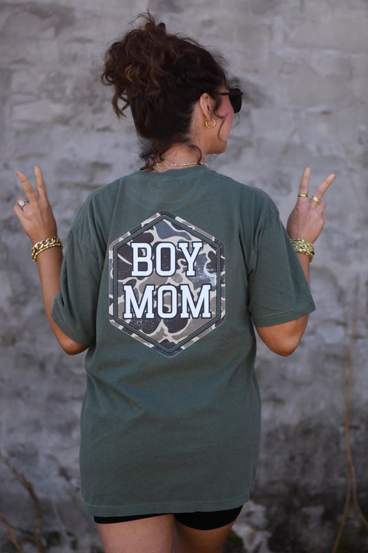 Boy Mom Camo Comfort Colors Tee
