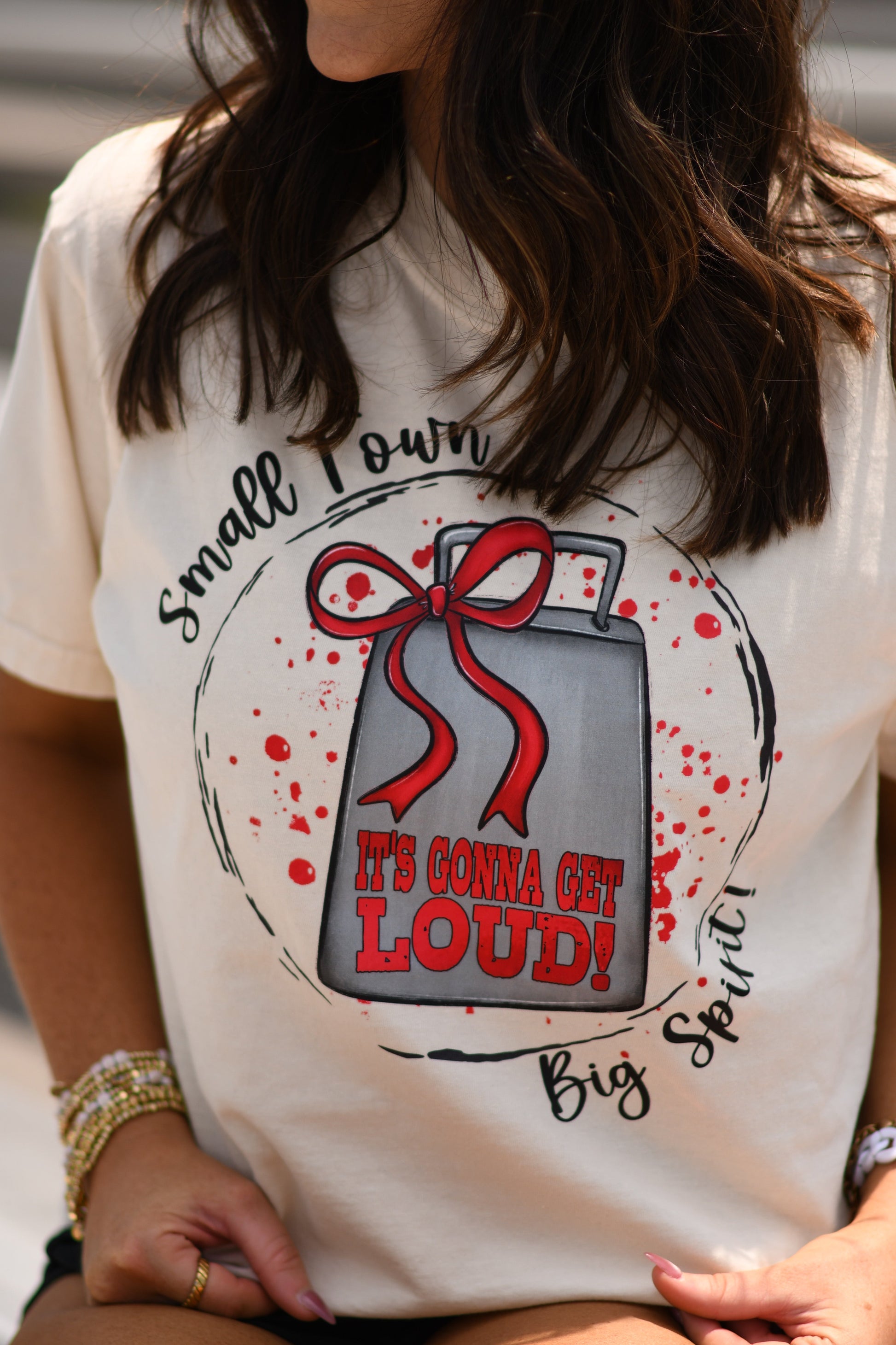 Red Small Town Big Spirit Youth & Comfort Colors Adult Tees