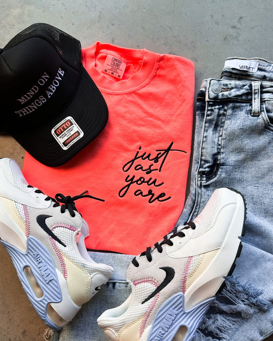Just as You Are Embroidered Comfort Colors Tee