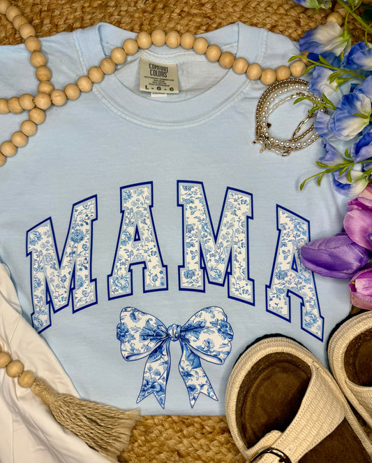 Floral Mama Bow Comfort Colors Tee