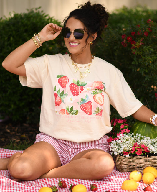 Taste And See The Lord Is Good Strawberry Comfort Colors Youth/Adult Tee
