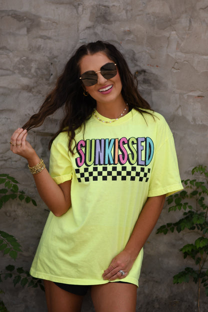 Sunkissed Checkered Comfort Colors Neon Tee