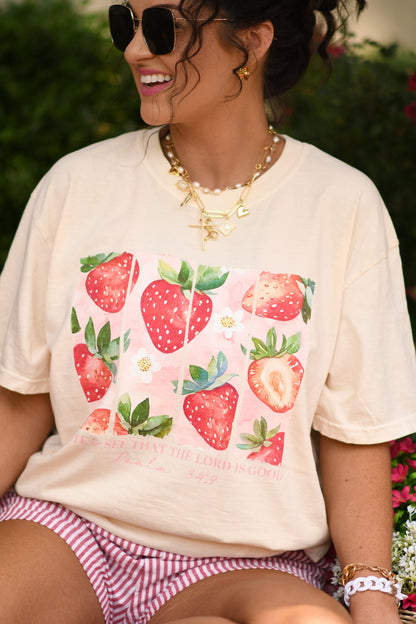 Taste And See The Lord Is Good Strawberry Comfort Colors Youth/Adult Tee