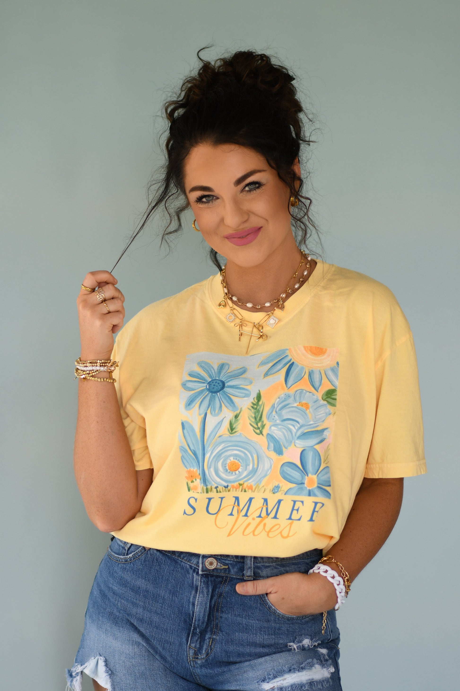 Summer vibes floral tee