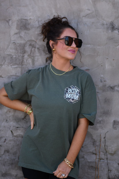 Boy Mom Camo Comfort Colors Tee