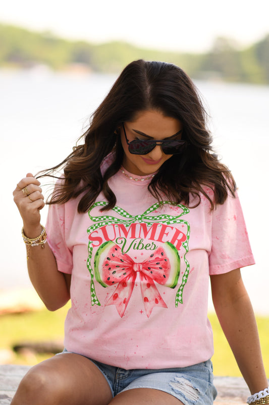Summer Vibes Watermelon Tee, color blast, comfort colors, hibiscus