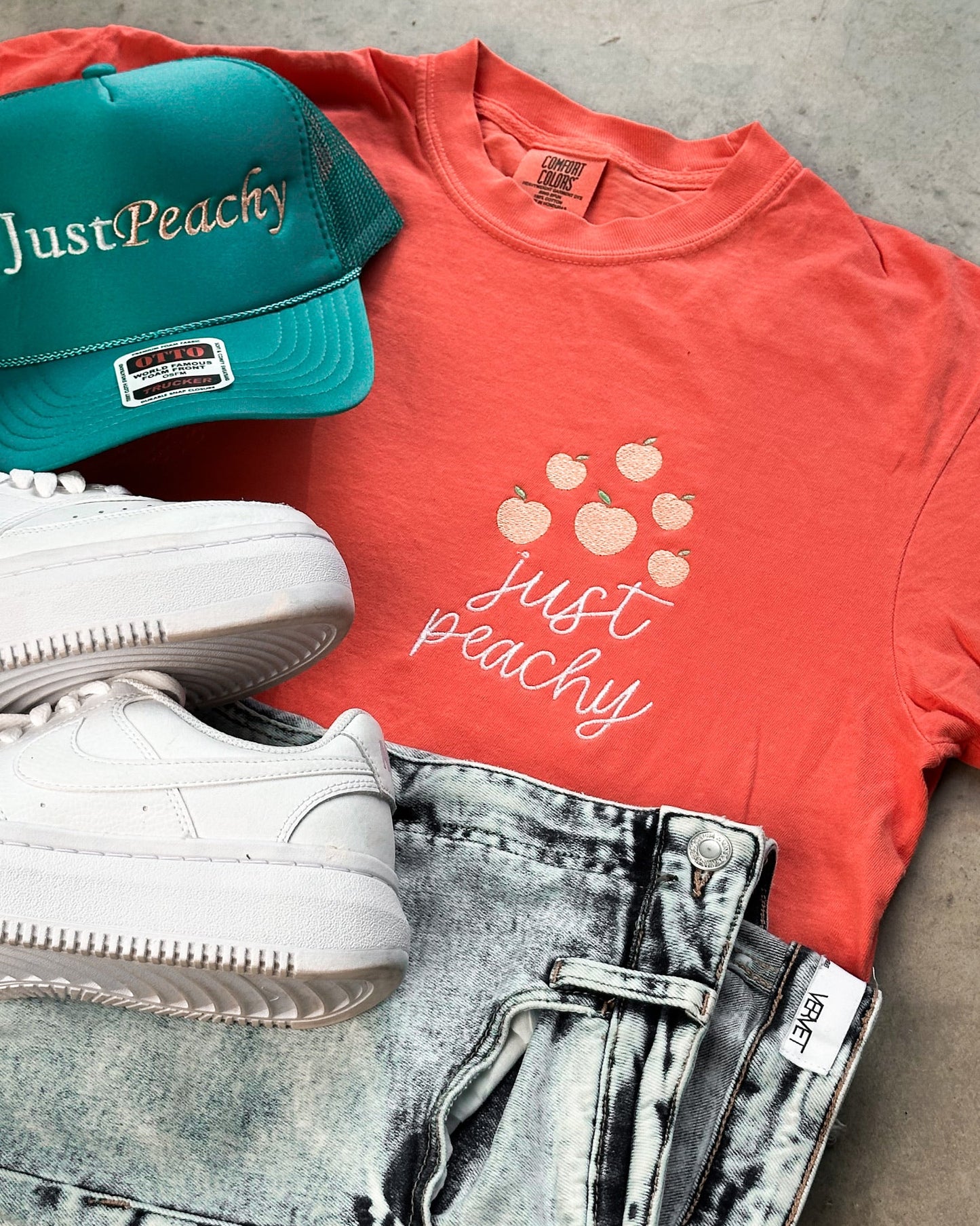 Just Peachy Embroidery Comfort Colors Tee