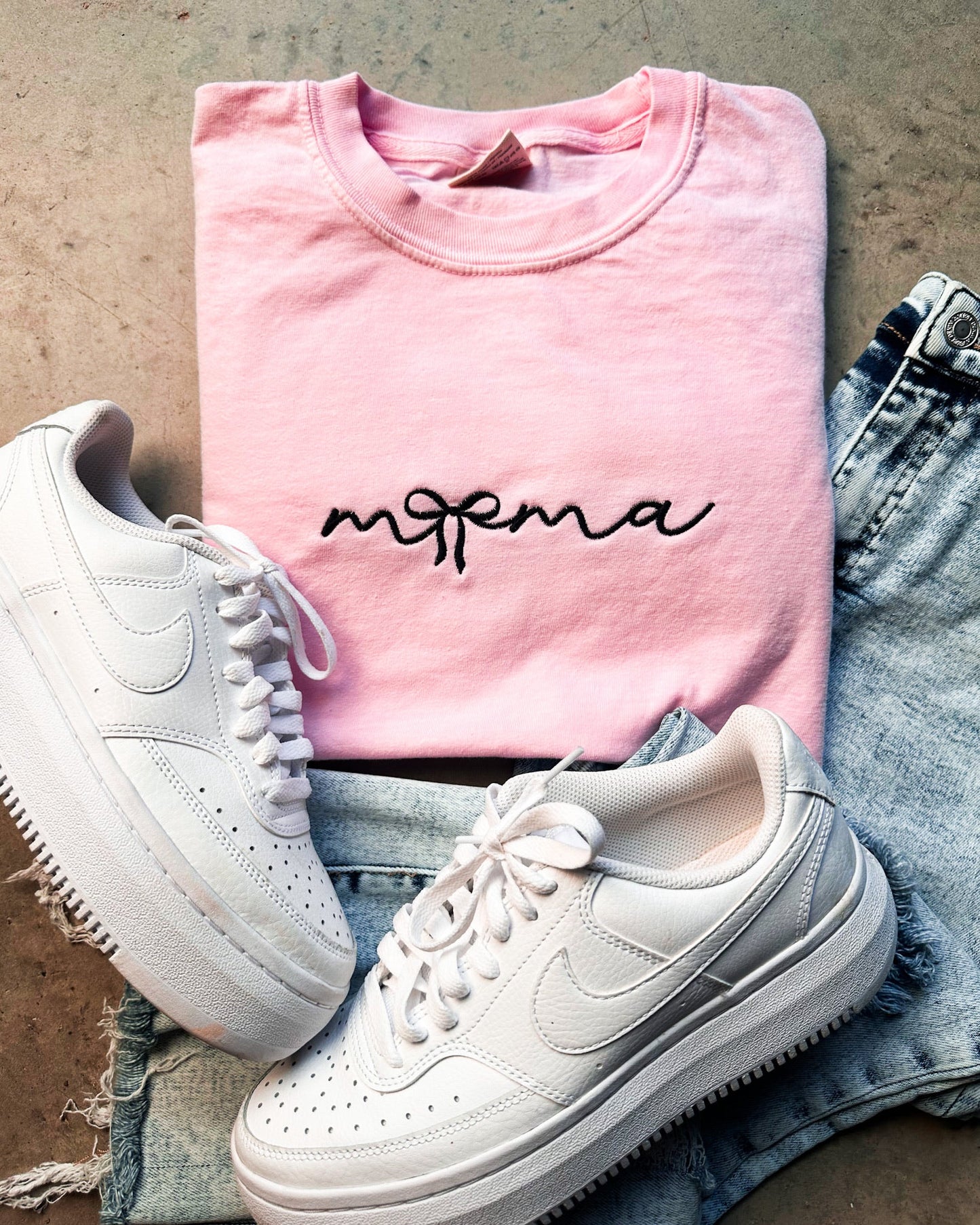 Mama Blossom Black Bow Comfort Colors Tee