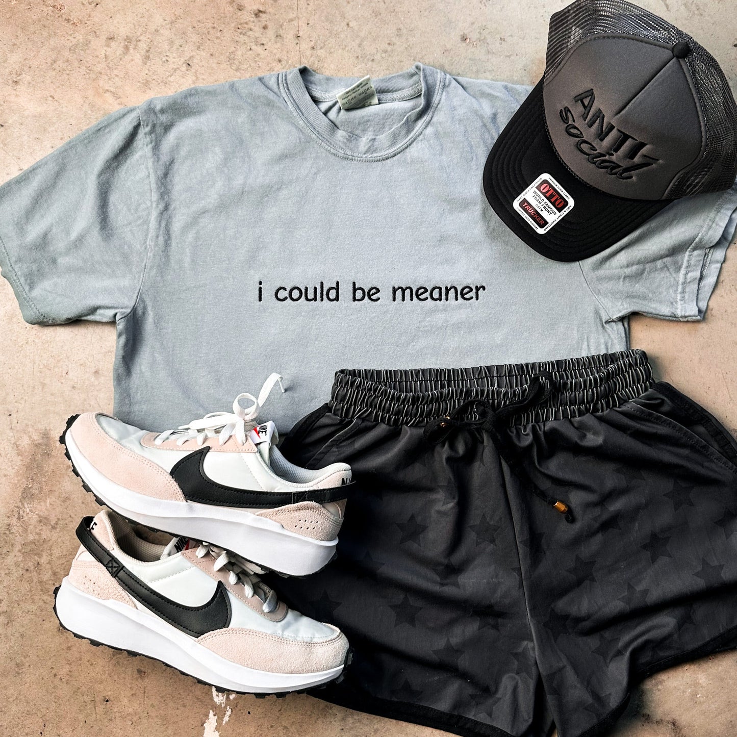 I Could Be Meaner Embroidery Comfort Colors Tee